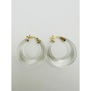 Designer gold & honey clear chunky graduated Hoop Earrings